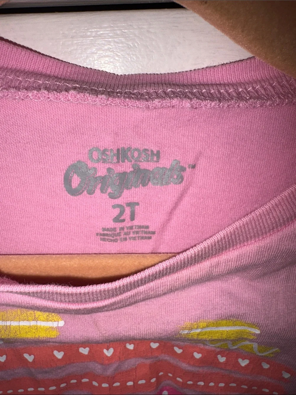 OshKosh B'gosh Pink Short Sleeve Tee with Colorful Heart Stripe Design